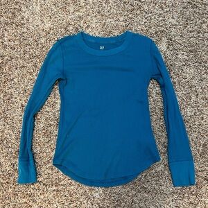 GAP Teal Waffle Knit Long Sleeve Shirt